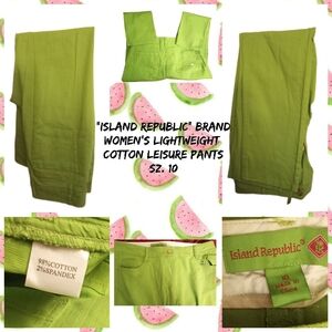 Island Republic Brand Green Sz 10 Casual Cotton Straight Leg Pants